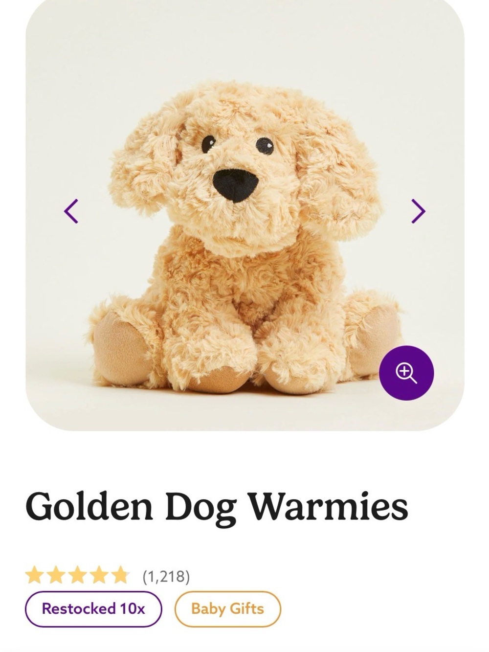 Golden Dog Warmies Plush NWT